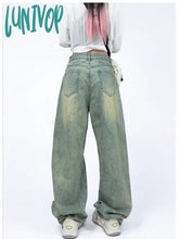 Lunivop Women’s Design Fake Two-Piece Double Waist Distressed Jeans Summer Fashion Chic Pants